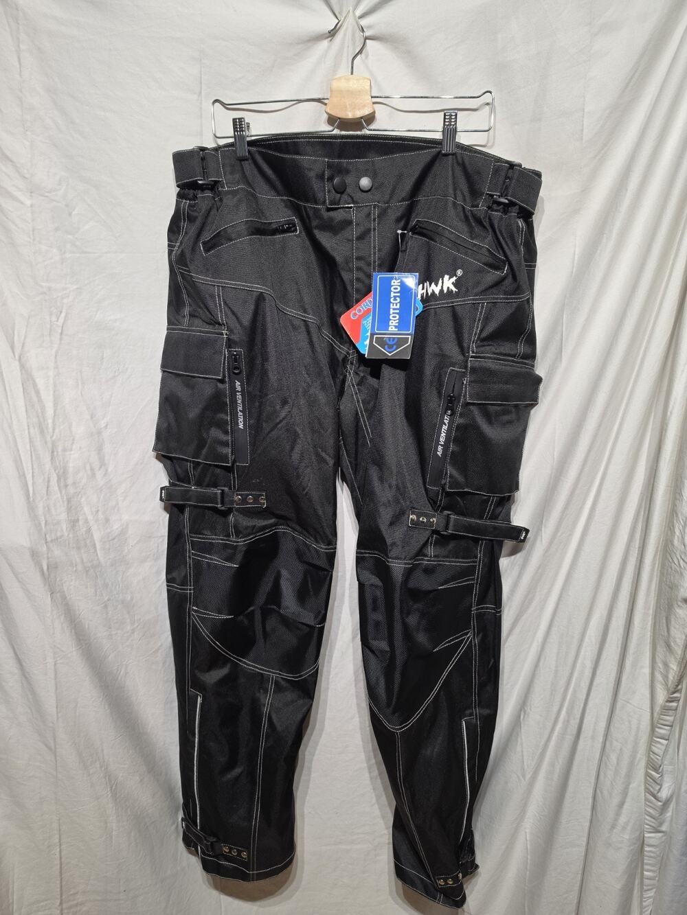 HWK Motorsports Motorcycle Pants Water ,Wind Proof Size 3X Inseam 34 Paded New